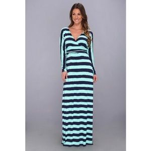 Lilly Pulitzer Blue and Aqua Striped Maxi Dress